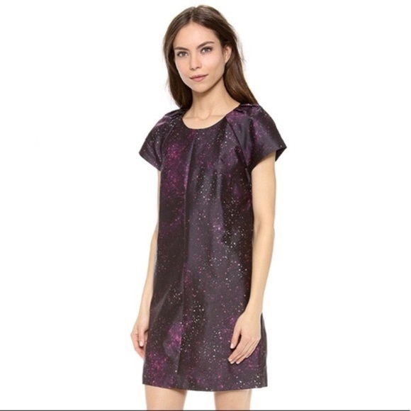 CLUB Monaco Black Ophelia Galaxy Print Silk Dress Size 00 - Picture 1 of 8